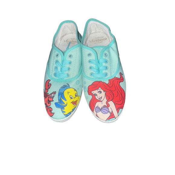 Disney Little Mermaid Ariel Shoes Size 8 Women's Flounder Sebastian Canvas - Picture 1 of 5